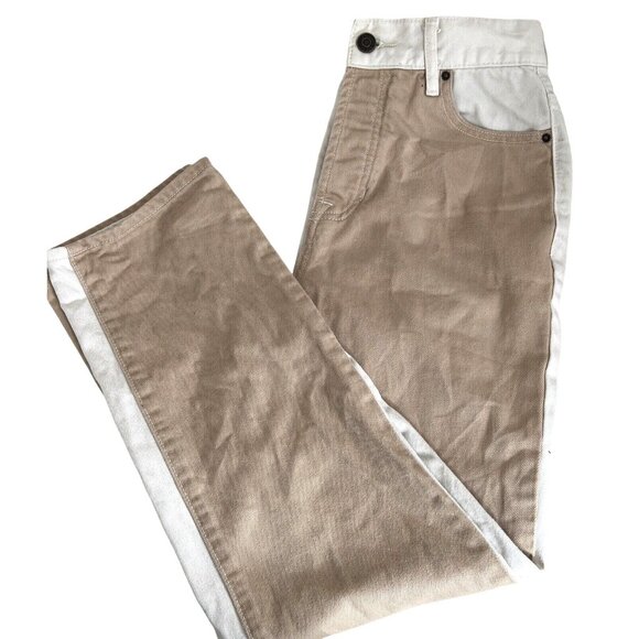 PacSun Womens High Rise Straight Jeans Two-Tone Beige/White Size 24 - Picture 1 of 11